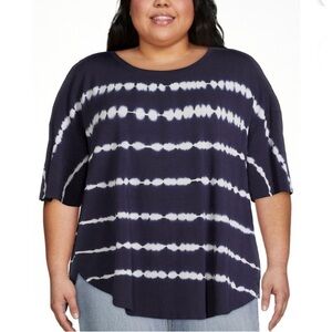 Time and Tru Women's Crewneck Solid & Tie-Dye Tunic Tee Plus Size XXL (20) Navy